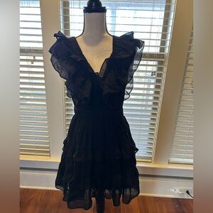 Hausen Elegant Black Ruffled Dress size S